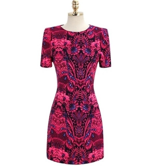 Pink Floral Print Vintage Style Mini Dress Size Large L - Picture 13 of 14